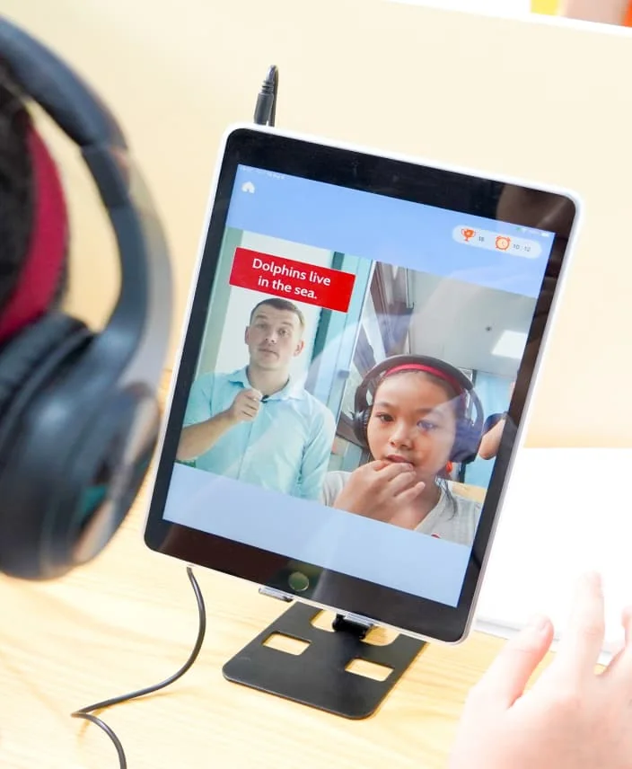 Tablet screen showing learning results